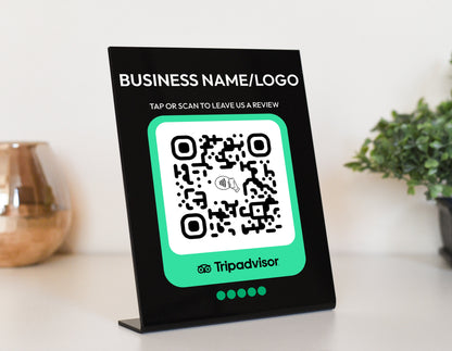 Customizable TripAdvisor Review Plaque: NFC Tap & QR Code Sign