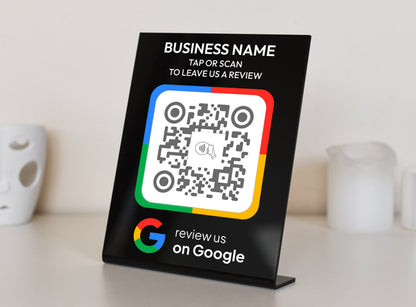 NFC Google Tap To Review Stands to Boost Your Online Presence, NFC plaque, Mini QR Code sign, Business Review Link, Leave a Review plaque