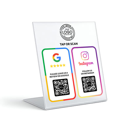 a sign with instructions for using QR codes, including instructions for using Google and Instagram.