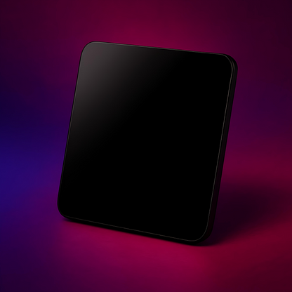 A black rectangular object is shown against a gradient background of purple and blue.