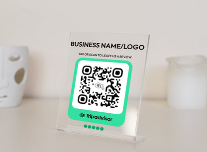 Customizable TripAdvisor Review Plaque: NFC Tap & QR Code Sign