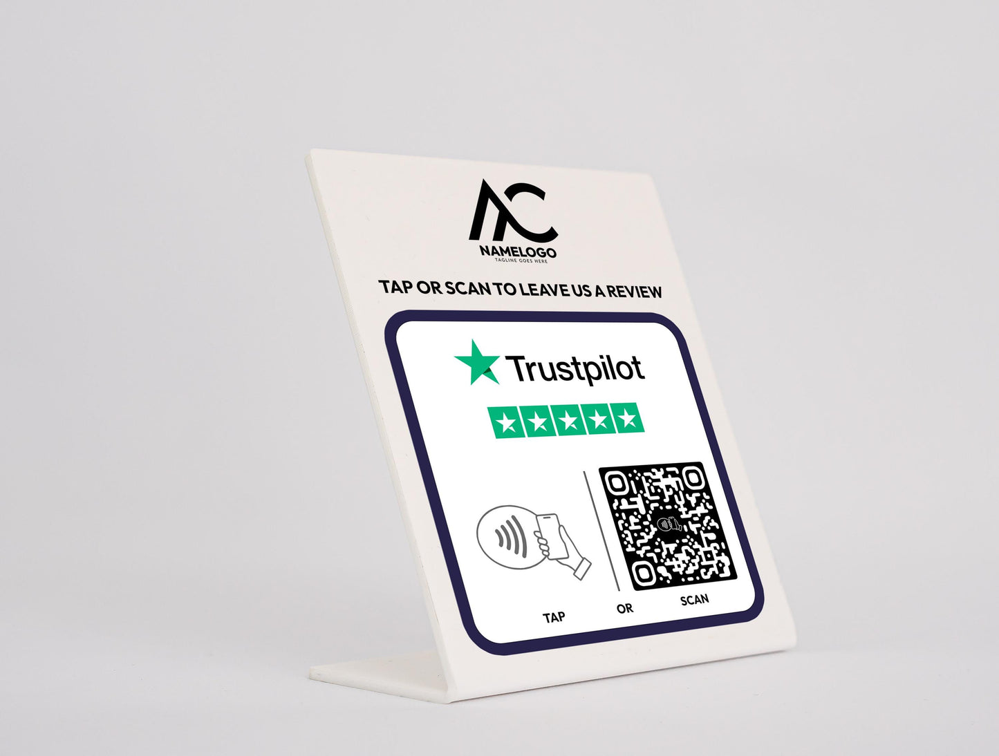 Custom Trustpilot Sign with QR Code & NFC Tap | Personalized Review Plaque for Businesses, Shops, and Services Plaque to Boost Reviews