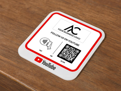 Custom YouTube QR Code Sign: NFC Tap Plaque, Salon Business Signage