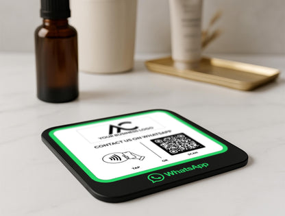 Black Acrylic WhatsApp Group Invite Sign for Wellness and Dental Offices