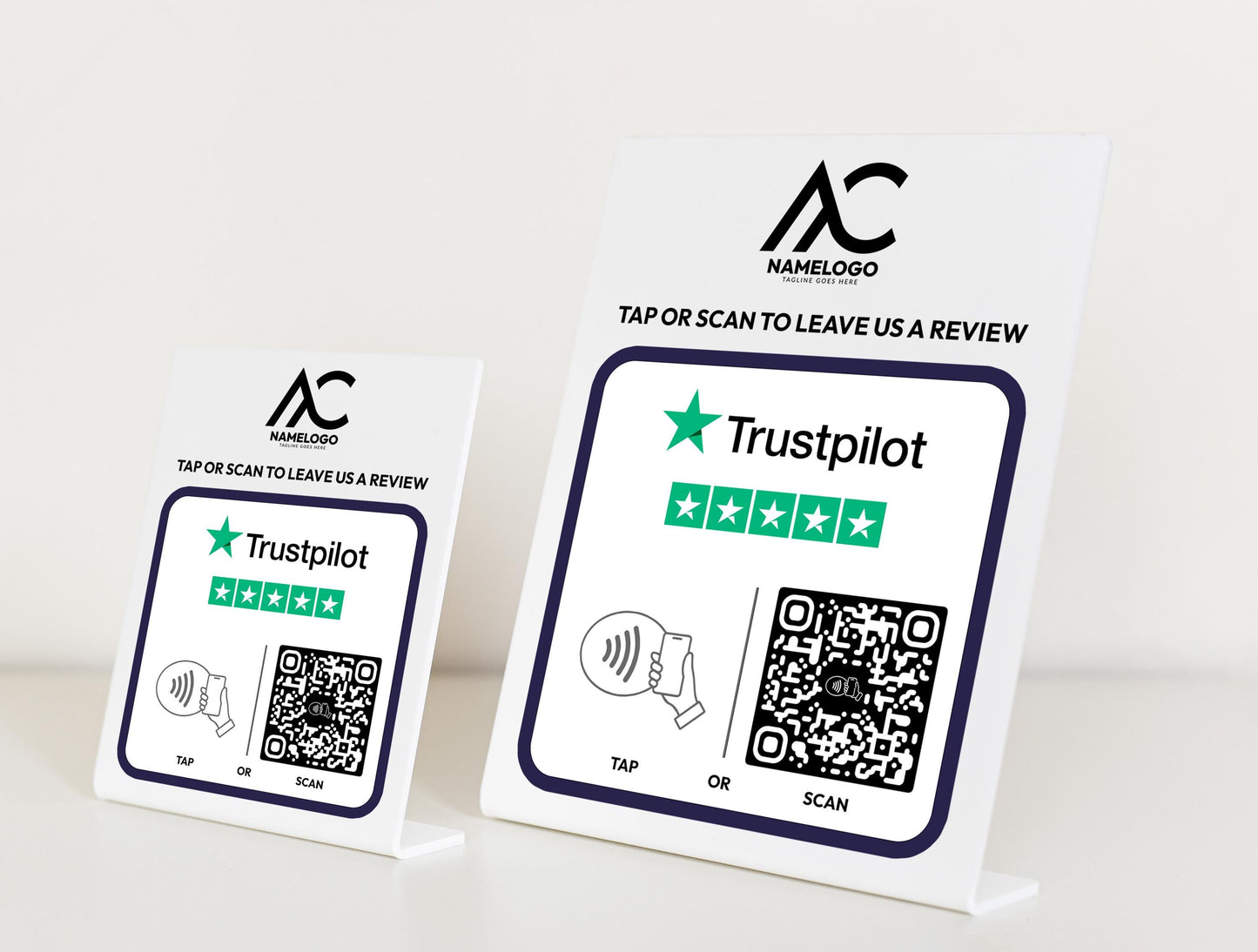 Custom Trustpilot Sign with QR Code & NFC Tap | Personalized Review Plaque for Businesses, Shops, and Services Plaque to Boost Reviews