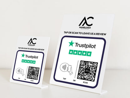 Custom Trustpilot Sign with QR Code & NFC Tap | Personalized Review Plaque for Businesses, Shops, and Services Plaque to Boost Reviews