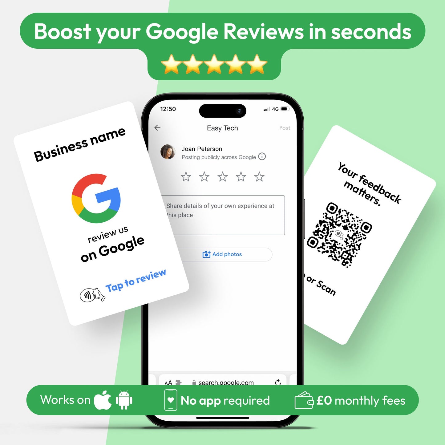 Personalised Google Review NFC Plate - Single QR